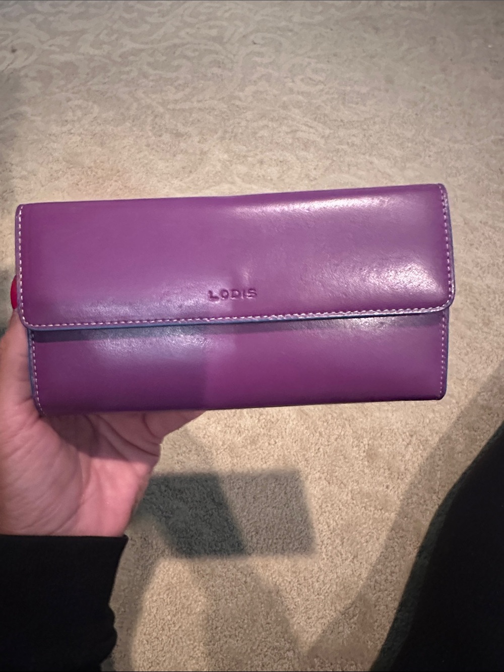 Lodis Purple Leather Long Clutch Wallet